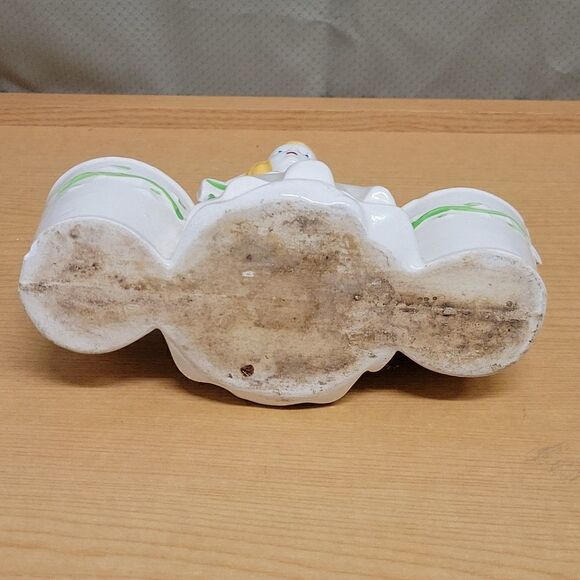 Vintage Dutch Girl Ceramic Toothpick Matchstick holder,Girl watering flower vase - Picture 8 of 13